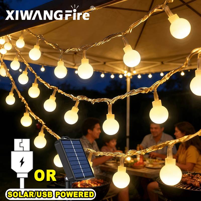 Outdoor Lighting For Camping - أضواء خيطية تعمل بالطاقة الشمسية/USB/البطارية بطول