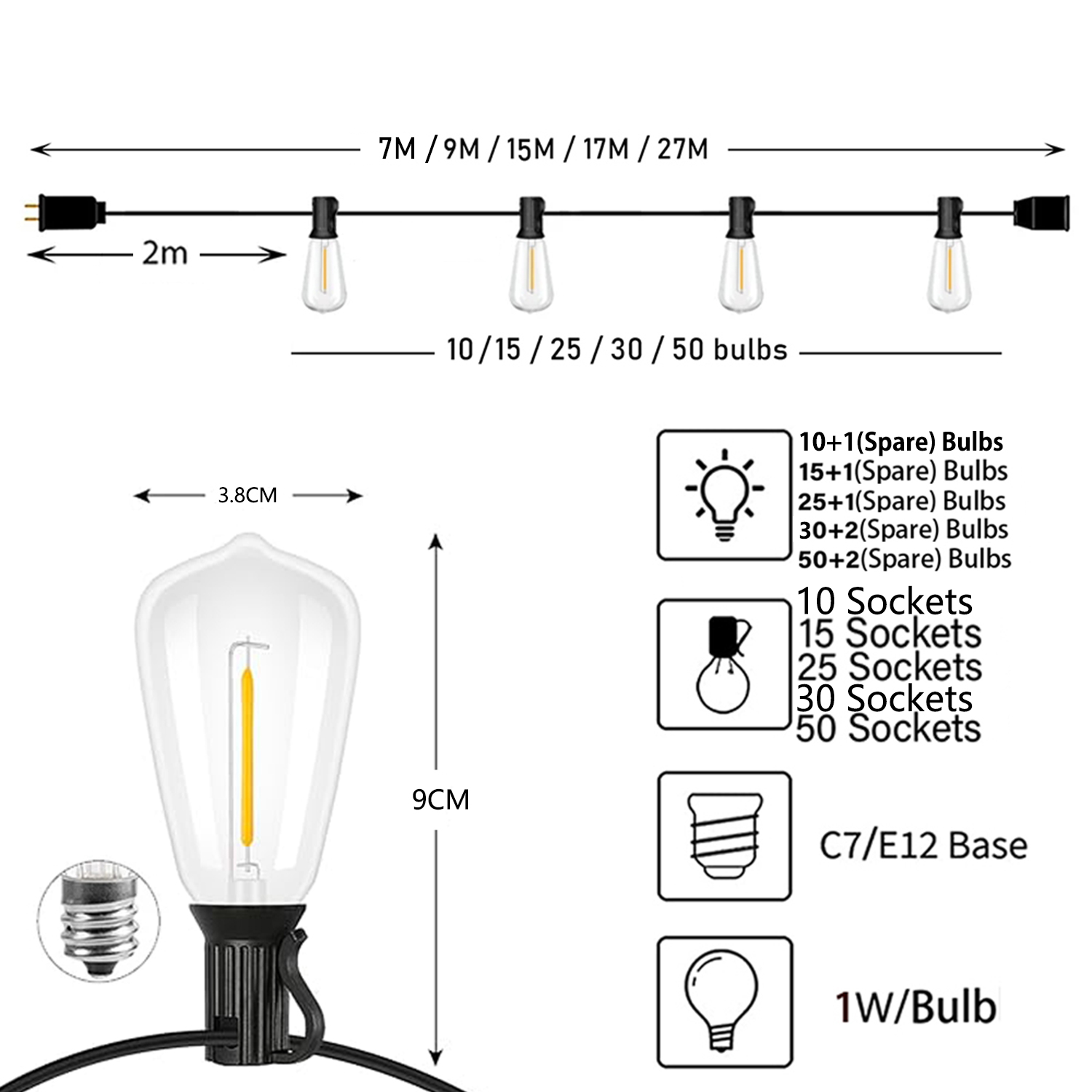 ST38 اكليل 220 فولت LED غلوب س - مراجعة Outdoor Lighting Socket وسعره