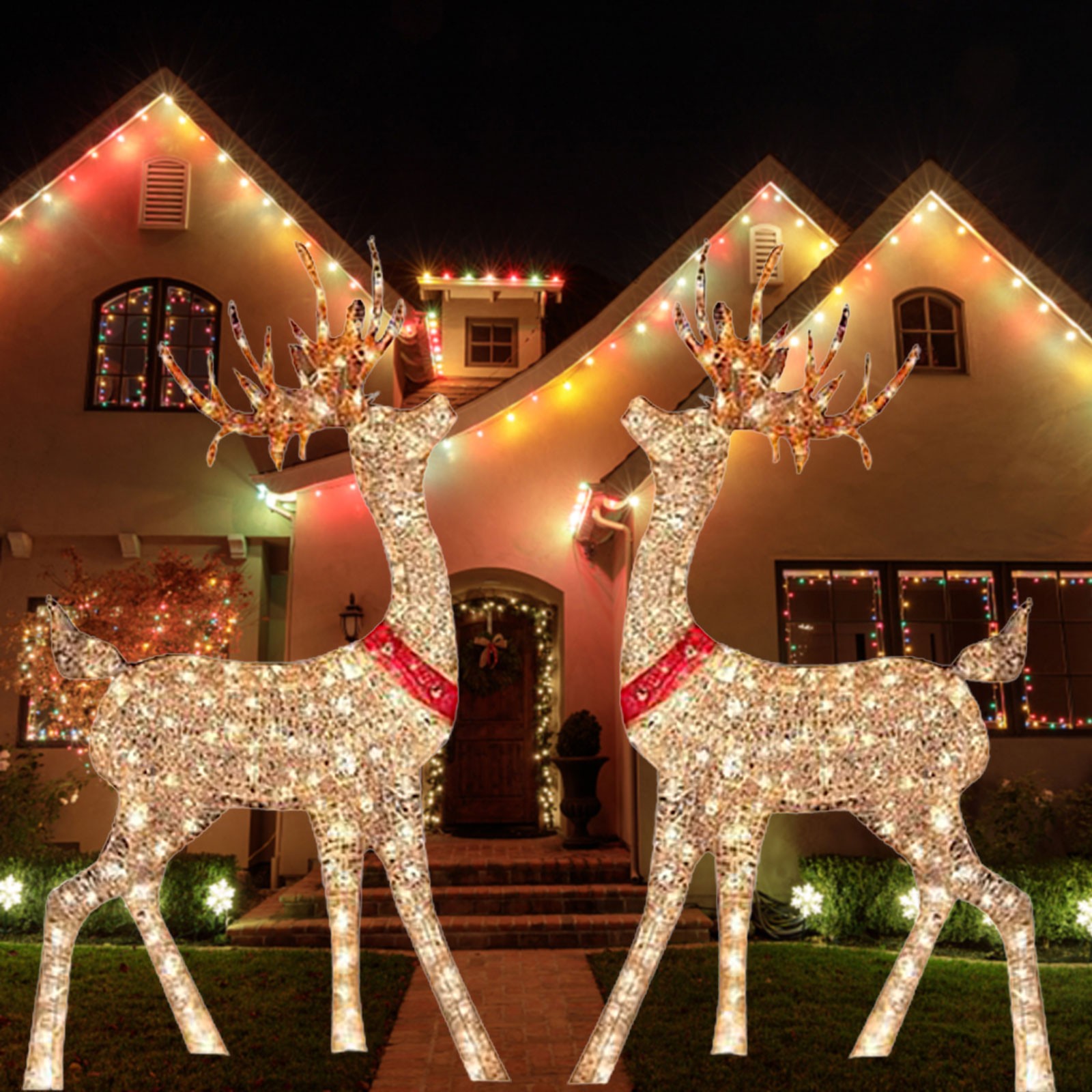 غزلان مزخرف لعيد الميلاد ، أضو - مراجعة Outdoor Lighting Front Yard وسعره