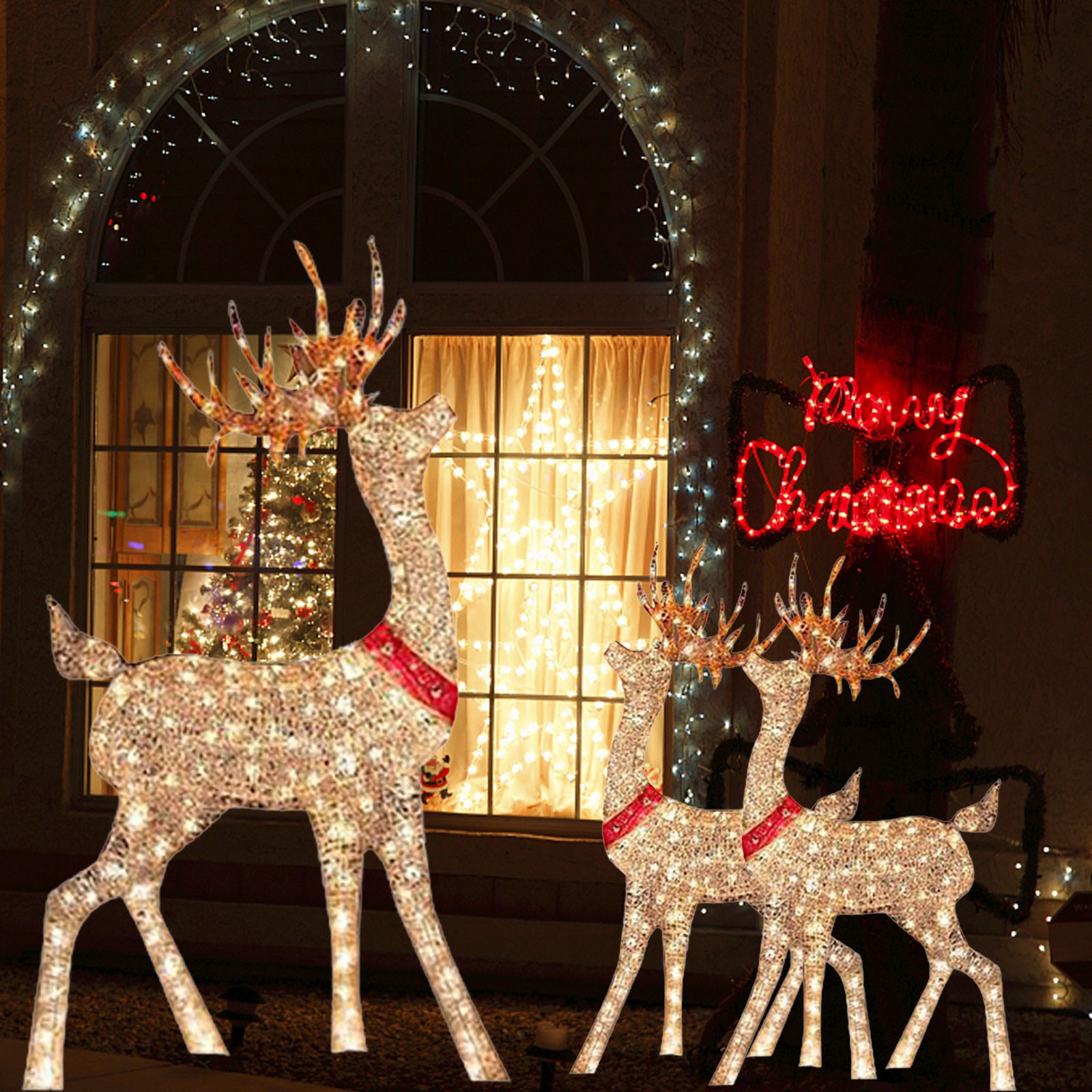 غزلان مزخرف لعيد الميلاد ، أضو - مراجعة Outdoor Lighting Front Yard وسعره