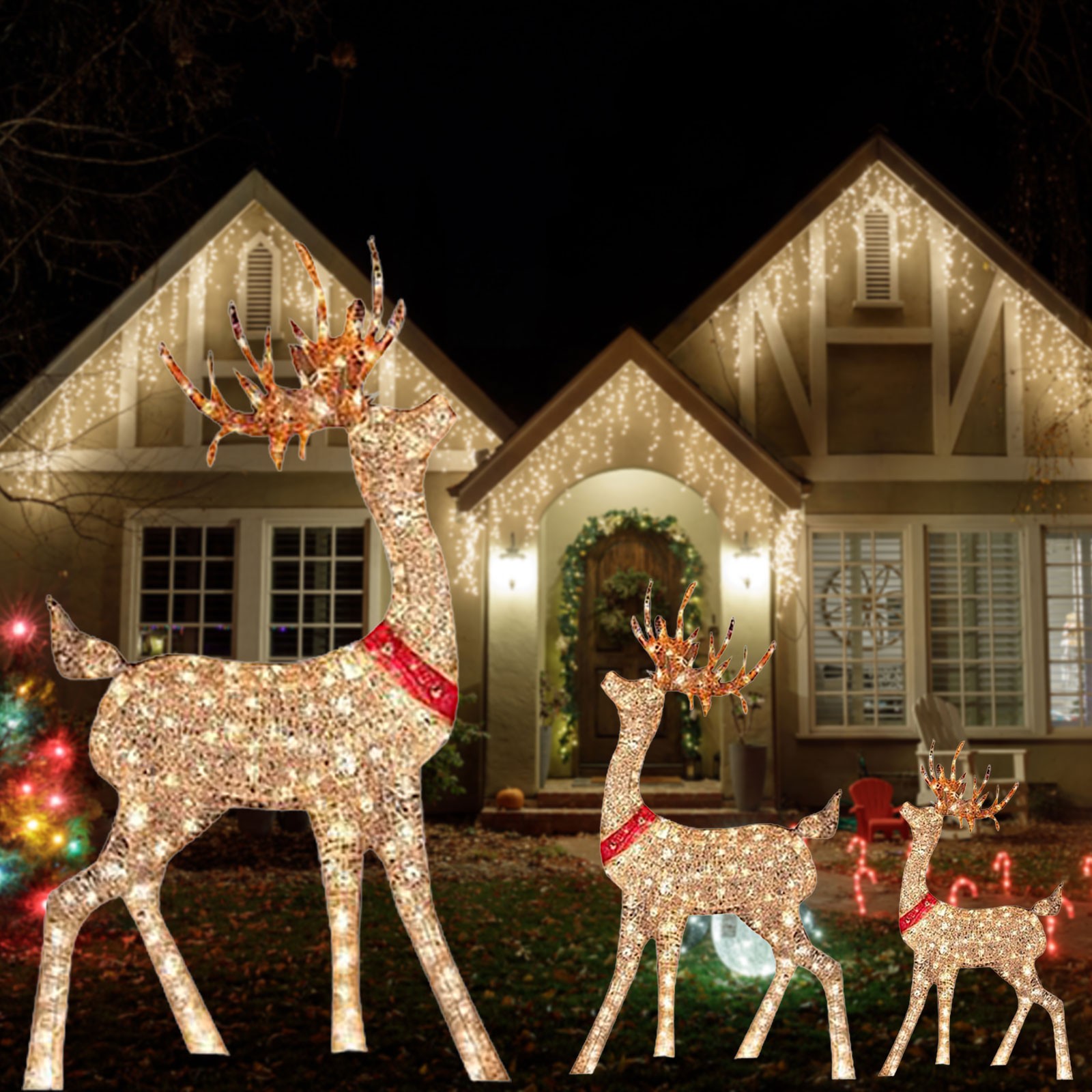 غزلان مزخرف لعيد الميلاد ، أضو - مراجعة Outdoor Lighting Front Yard وسعره