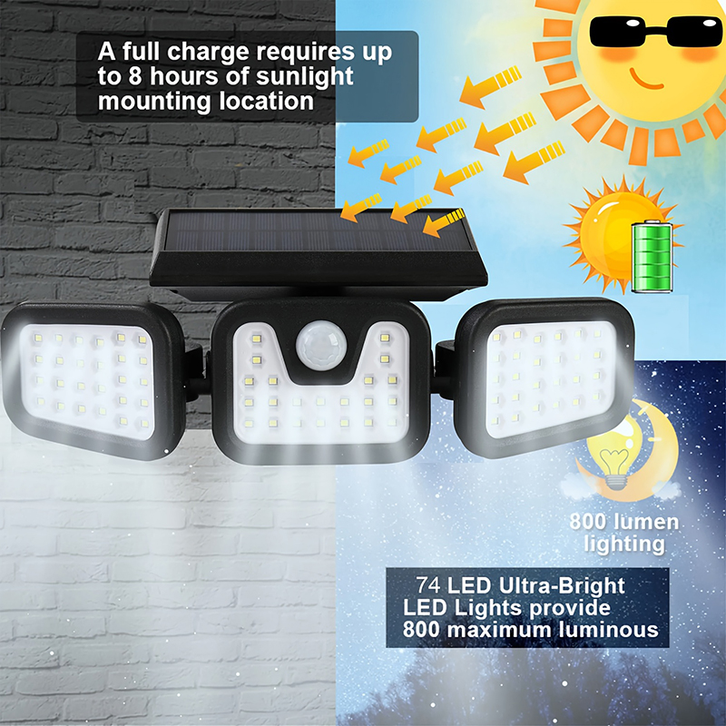 مصباح شمسي بـ 74 مصباح LED مع  - مراجعة Outdoor Lighting Front Yard وسعره