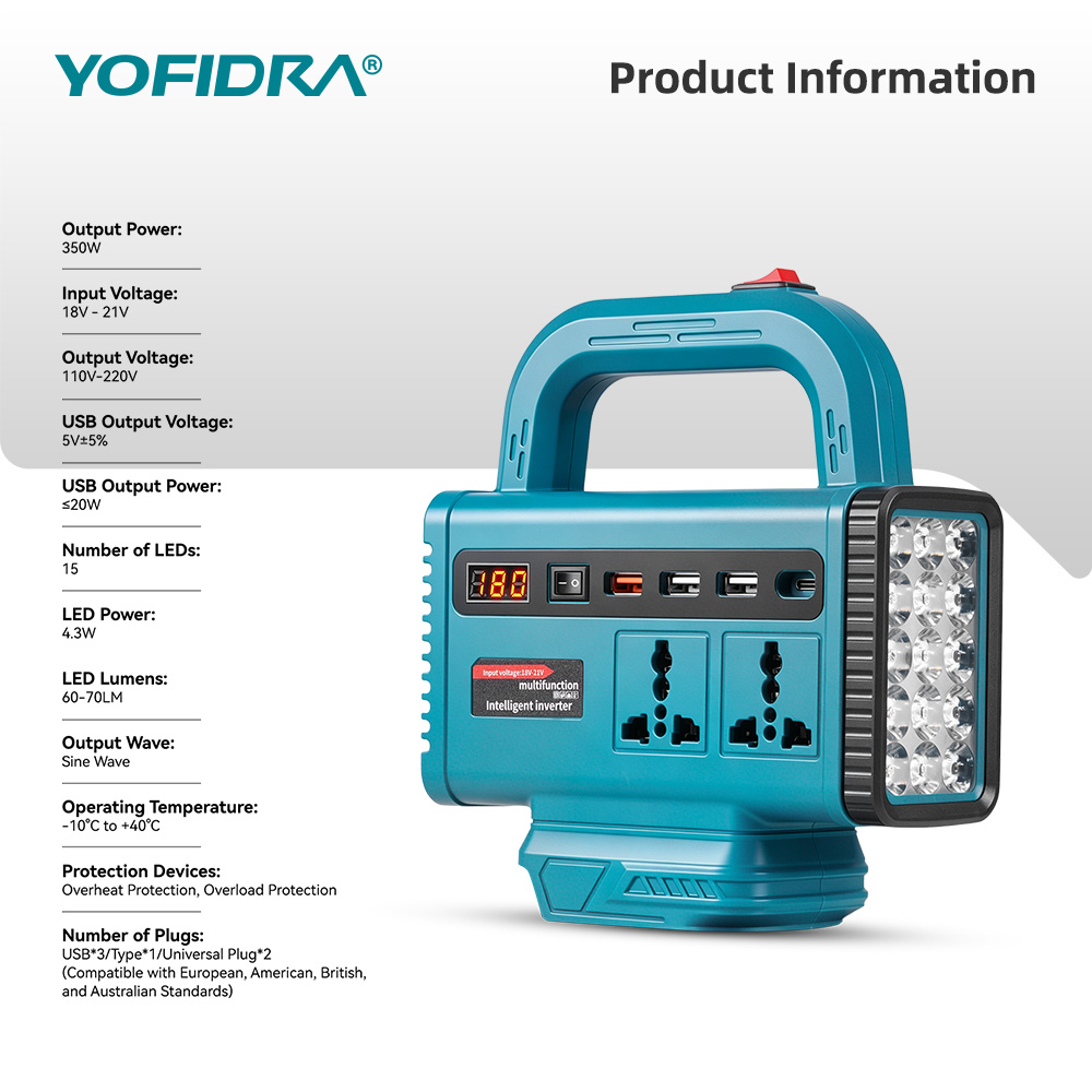 محول طاقة محمول YOFIDRA 220 فو - مراجعة Outdoor Lighting Socket وسعره